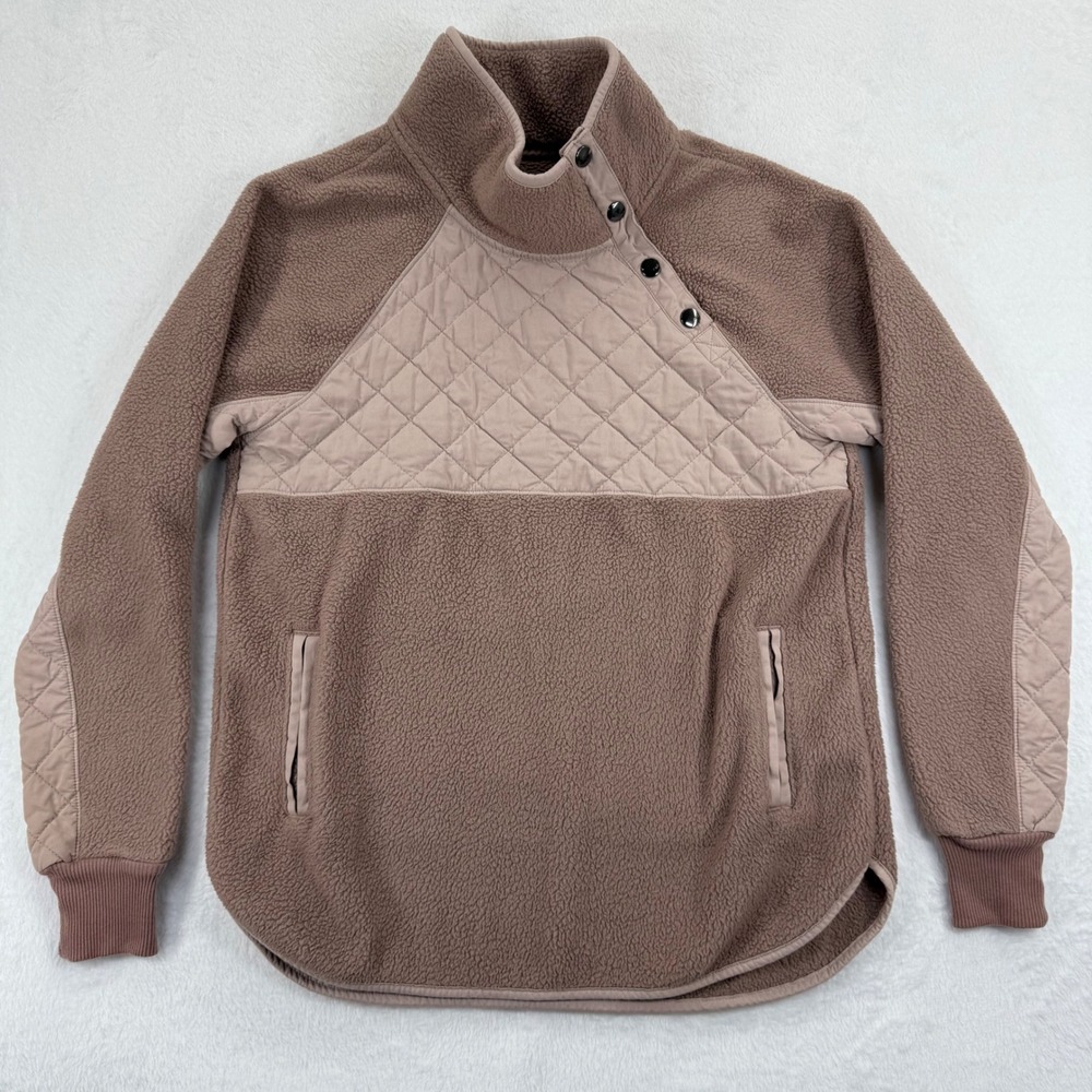 Abercrombie‎ & Fitch Womens Quilted Sherpa Pullover Sweatshirt Size S - Picture 2 of 11
